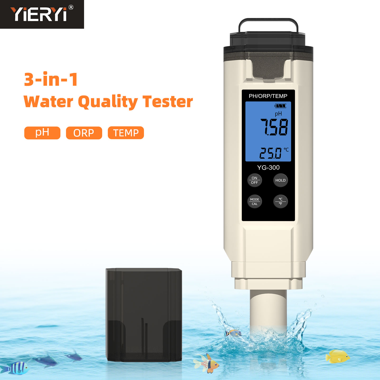 Ph Meter Digital Water Tester - Yieryi Digital 3 in 1 PH/ORP/Temp